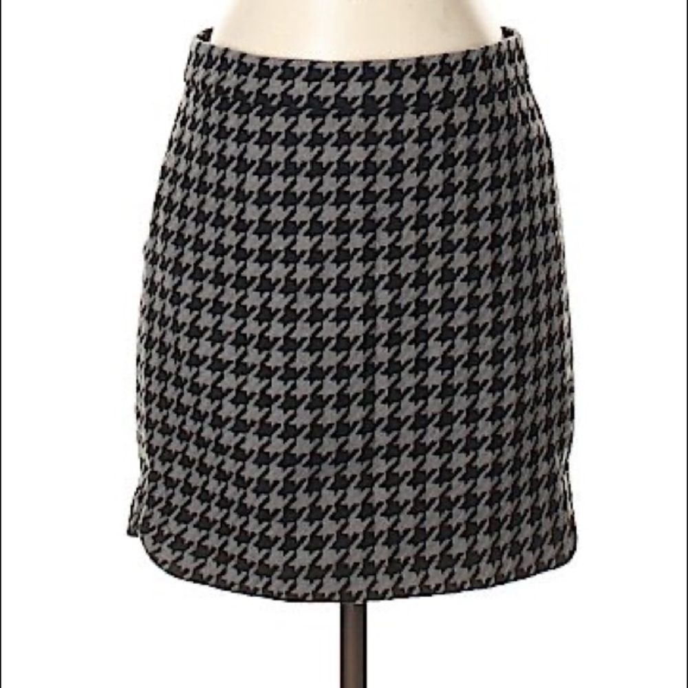 J Crew Houndstooth Wool Skirt